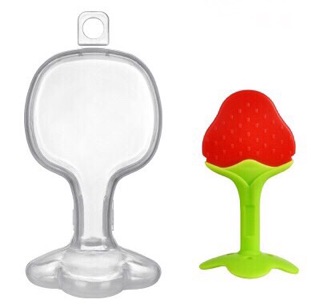 Gặm nướu hình trái cây silicon mềm cho bé có kèm hộp nhựa
