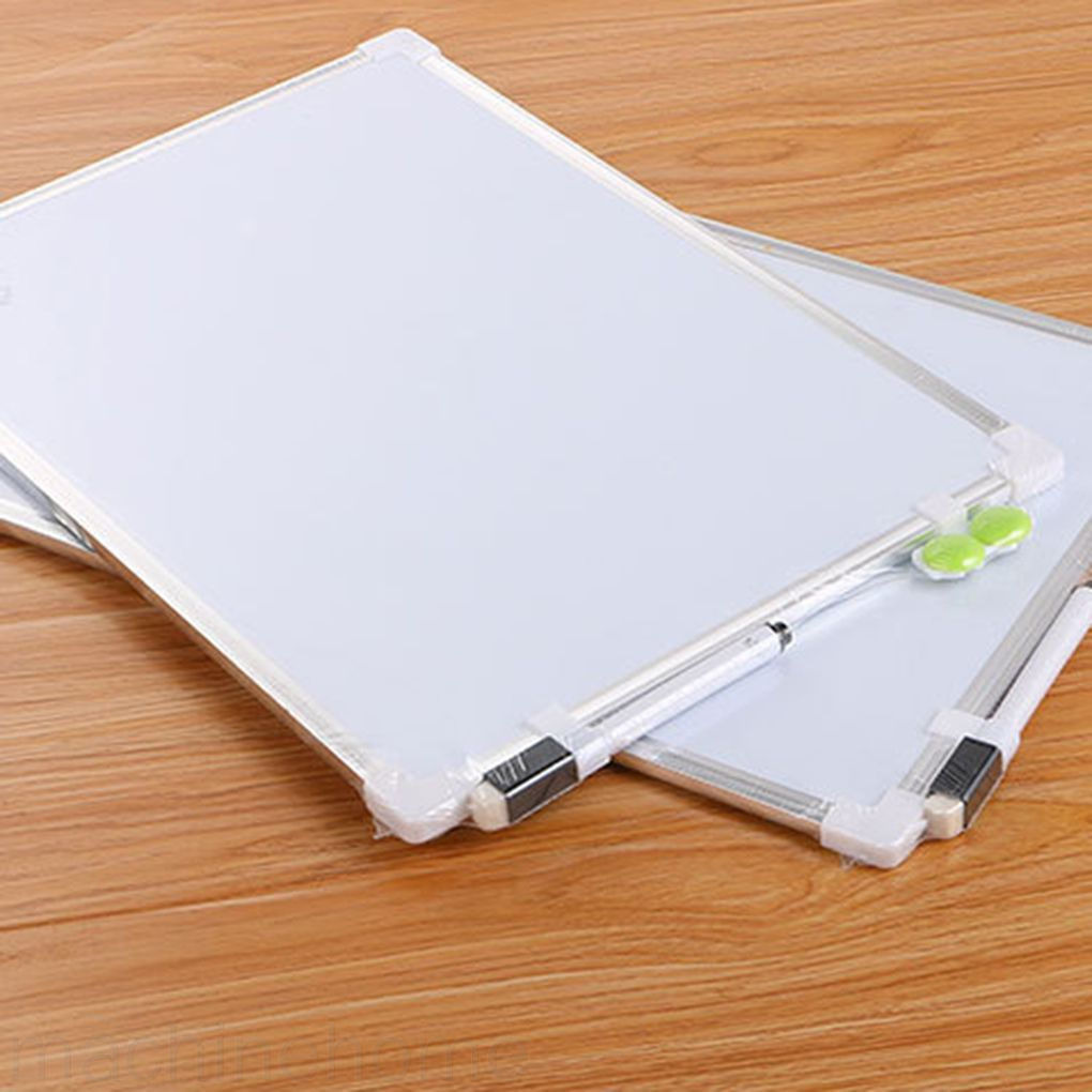 Bảng trắng từ tính 2 mặt có nút nam châm và bút viết xóa khô cho văn phòng và trường học