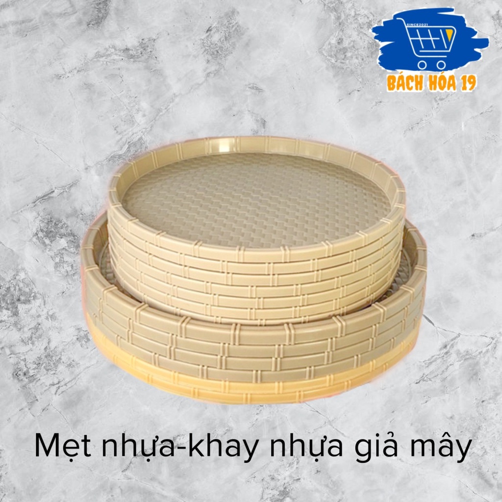 ⚡️GIÁ SỐC⚡️ Mẹt nhựa tròn giả mây tre Size 28cm 34cm 42cm-Đĩa mẹt tròn đựng bún đậu,đồ ăn vặt,mẹt gà