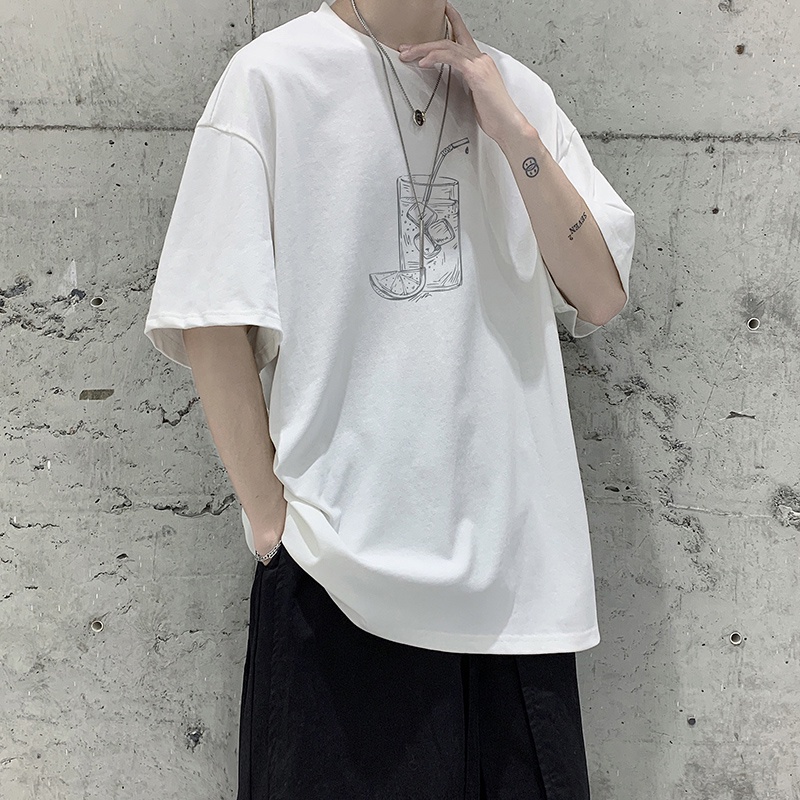 Áo thun cotton lụa lạnh tay lửng thời trang mùa hè 2022 cho nam