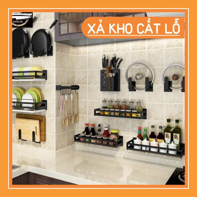 Kệ đựng đồ nhà bếp bằng inox, kệ đựng gia vị inox - kệ treo tường không cần khoan đục - KHALIK