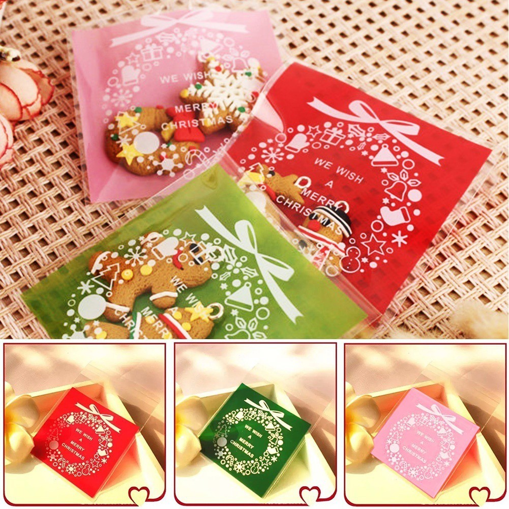 Self Adhesive Christmas Cookie Candy Packaging Bags Fit For Gifts