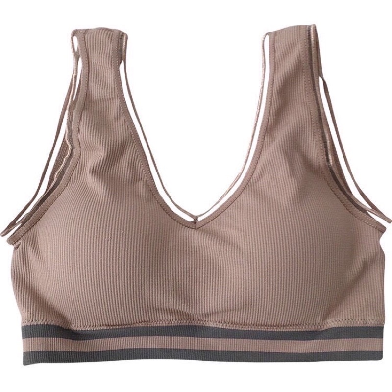 Áo Ngực nữ . Áo Bra chất cotton gân tăm siêu đẹp . Áo bra ba lỗ bản dây to cổ chữ V phối viền siêu đẹp