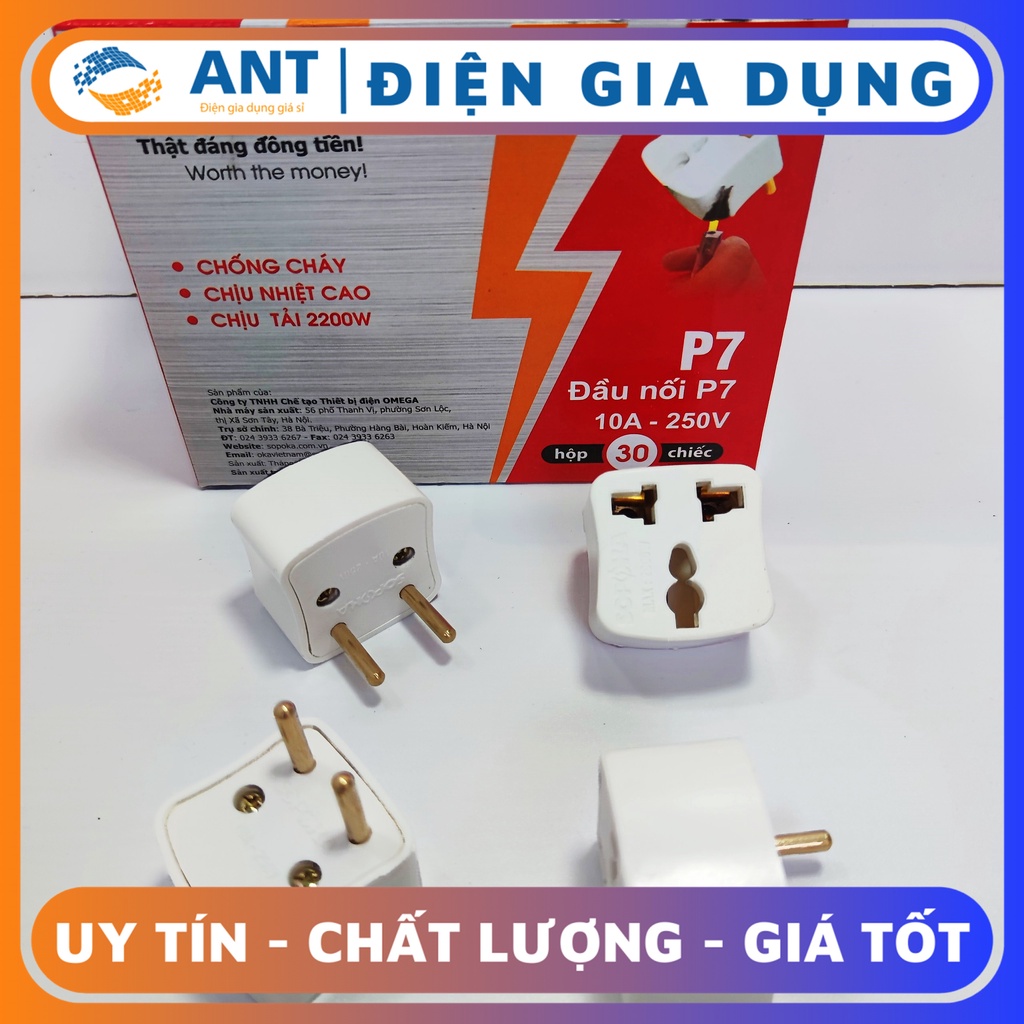 Phích cắm đa năng 3 chấu SOPOKA chịu tải 2200w chống cháy, chống chảy