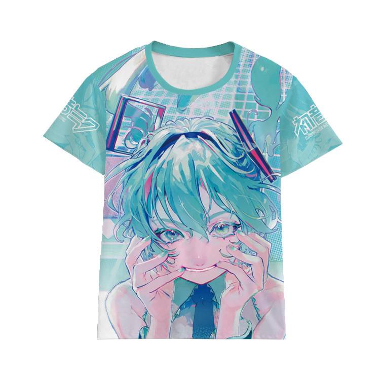 Áo Thun Tay Dài Dáng Rộng In Họa Tiết Hoạt Hình Hatsune Miku VOCALOID Dễ Thương Thời Trang Cho Nam Và Nữ