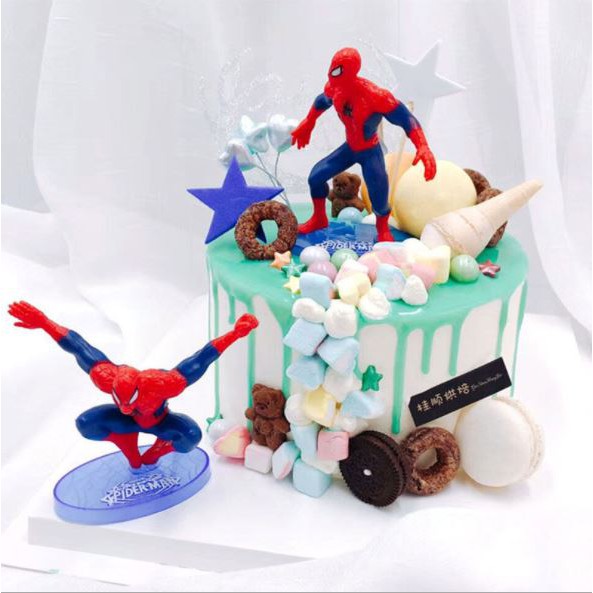 Phụ kiện trang trí bánh sinh nhật bánh kem - SET 7 SIÊU NHÂN NGƯỜI NHỆN nhựa
