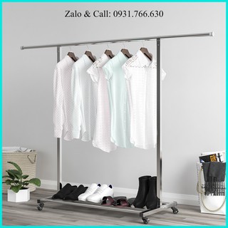 Giàn,Giá,sào phơi đồ bằng inox 1 thanh phơi có bánh xe di chuyển tiện ích 210 x 130 x 50