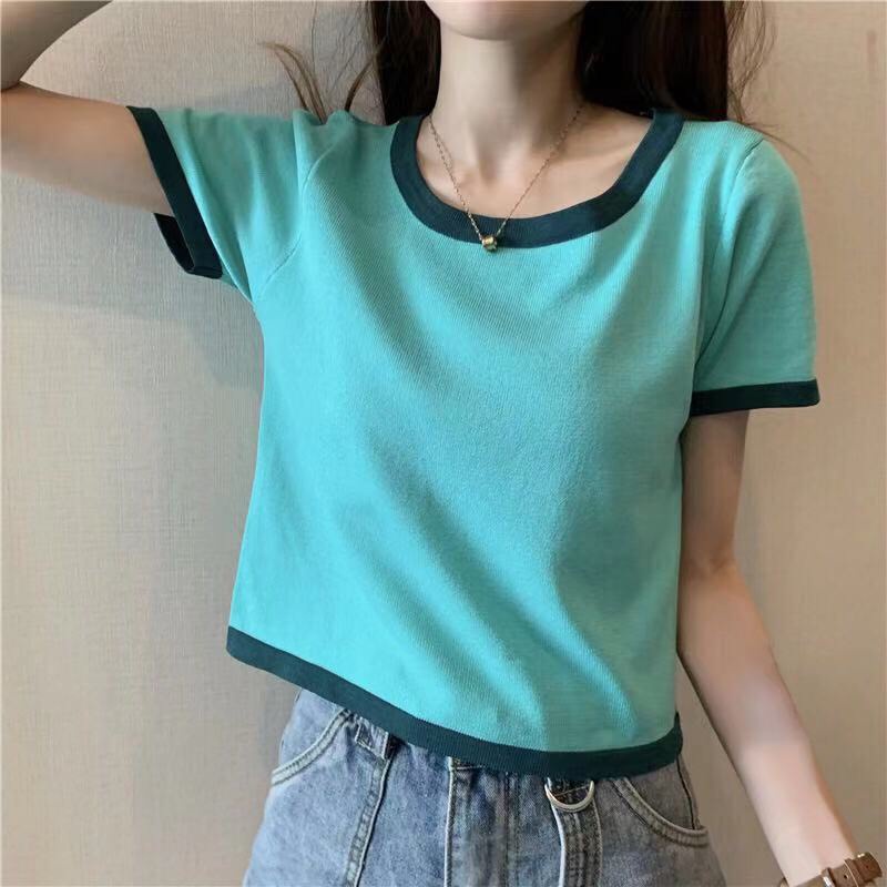 Áo nữ cổ tròn tay ngắn nhiều màu phong cách đơn giản dễ thương Shop Đậu Xinh - A710
