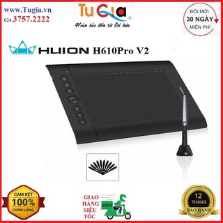 Bảng vẽ cảm ứng HUION H610 PRO V2 thế hệ mới bút không pin - Hàng chính hãng