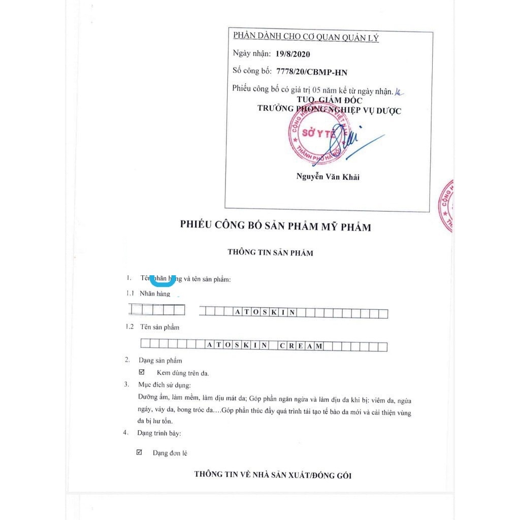 ATOSKIN CREAM  - Kem dưỡng ẩm atoskin dành cho người viêm da cơ địa, hàng chính hãng