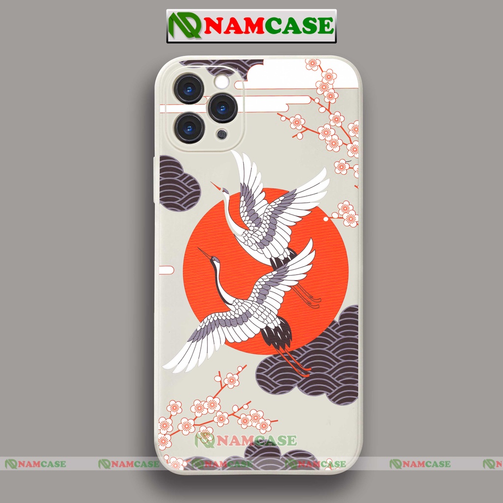 Ốp lưng điện thoại iPhone Chim hạc cạnh viền vuông silicon dẻo bảo vệ cam ip 6/6s/7/8/X/XS/XR/11/12/13/14 Pro Plus Max