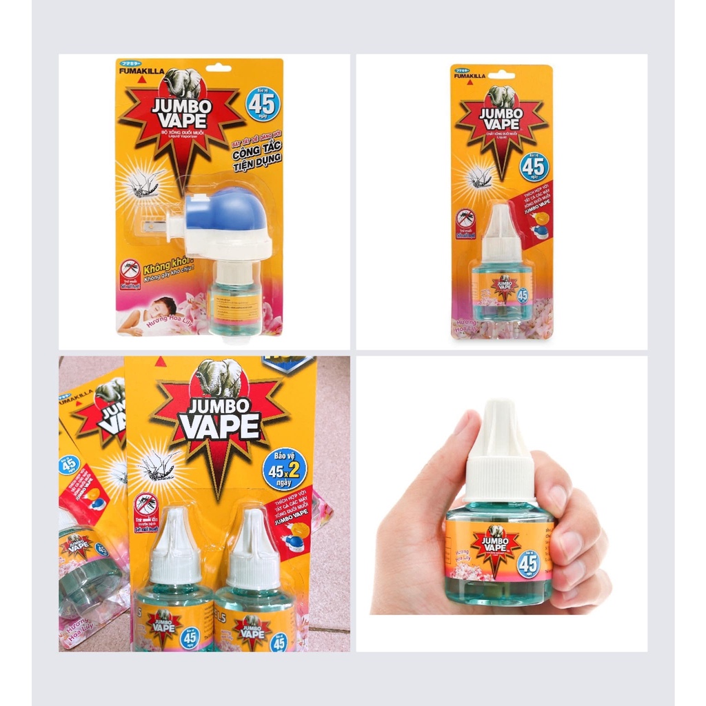 Bộ đôi chất xông đuổi muỗi Jumbo Vape (2 bình 34ml)