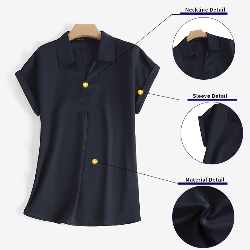 Áo ZANZEA tay ngắn cổ chữ V thời trang dành cho nữ