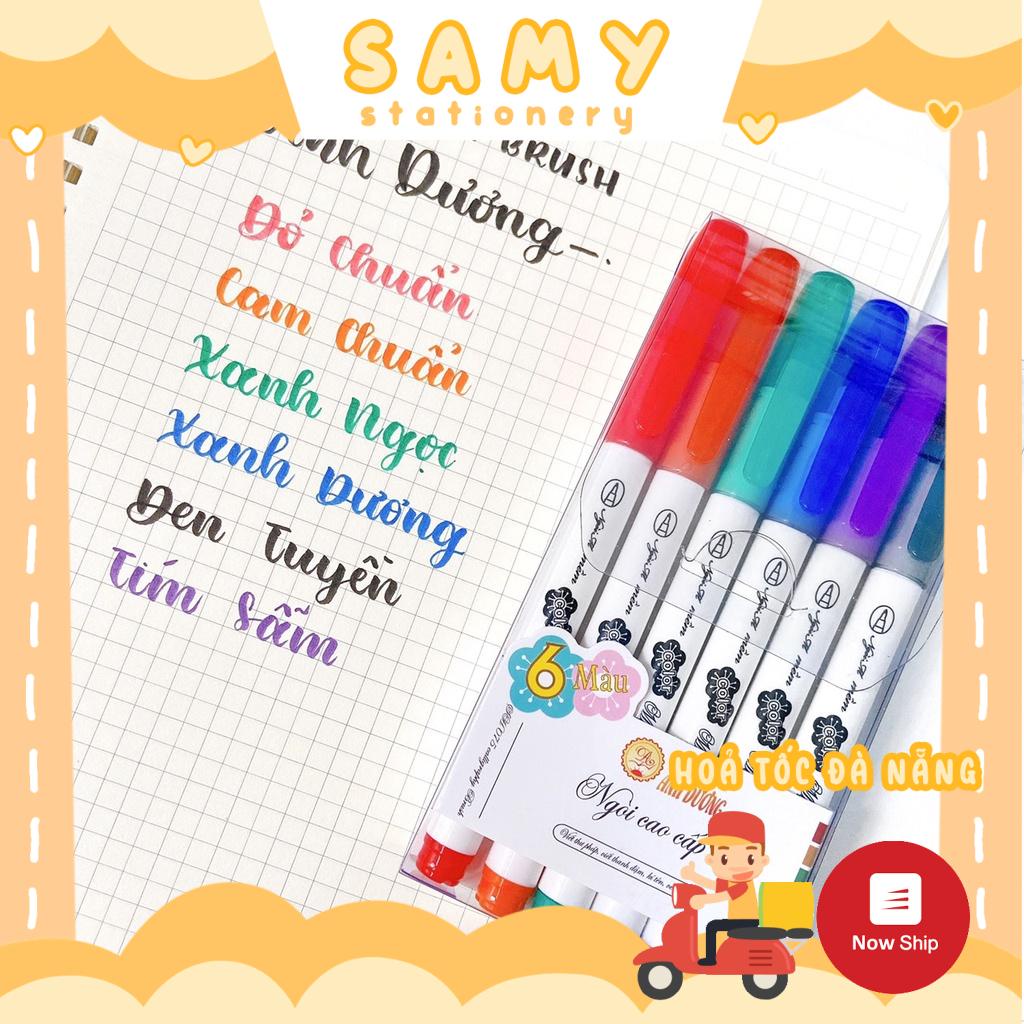 BỘ 6 BÚT BRUSH VIẾT CALLIGRAPHY ÁNH DƯƠNG BẢN DUPE PENTEL SIGN PEN - BÚT MÀI THẦY ÁNH