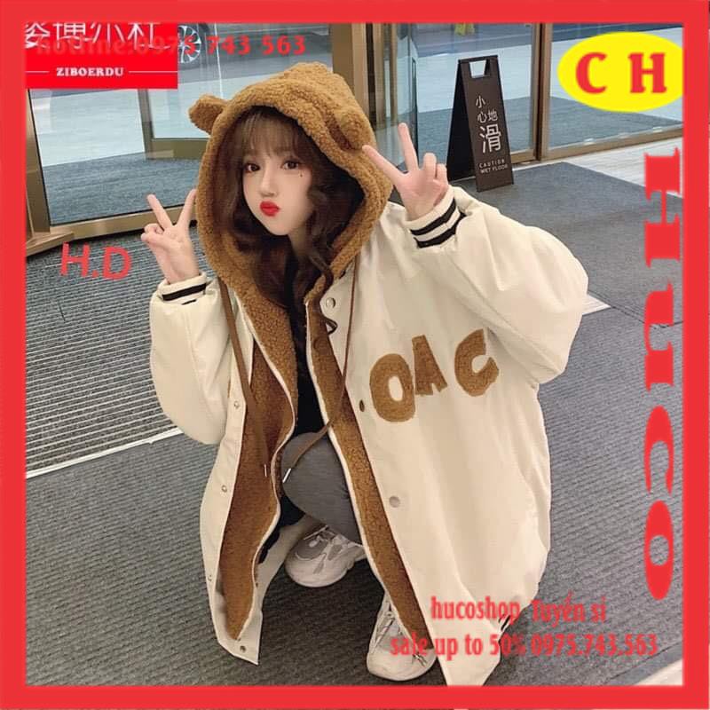 [ẢNH THẬT]ÁO KHOÁC KAKI LÓT LÔNG tai gấu dày dặn  chữ thêu AeR khoác bomber thu đông nam nữ unisex freesize mặc đôi nhóm