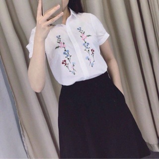 Áo sơ mi hoa dây thô lụa