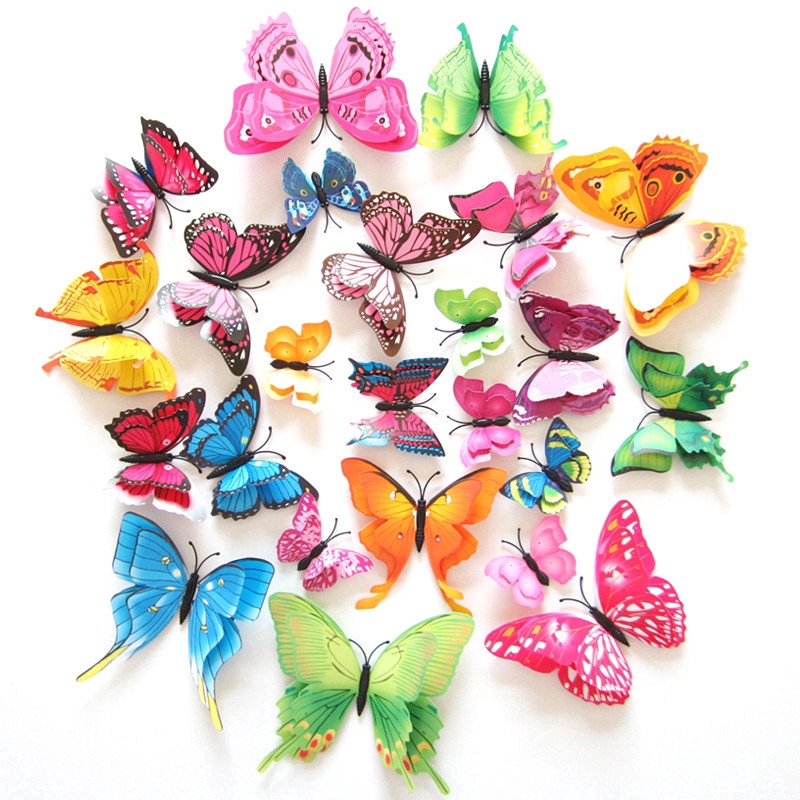 Bộ 12 sticker dán tường hình bươm bướm 3D trang trí nội thất