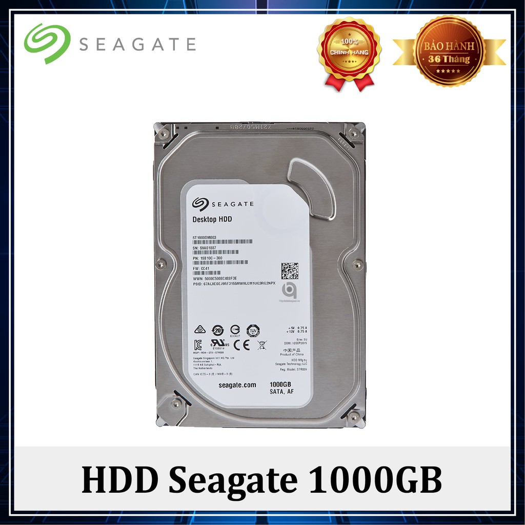 HDD 1000GB SEAGATE - 1TB SEAGATE PC SATA - BẢO HÀNH 24 THÁNG 1 ĐỔI 1 - HÀNG NEW KHÔNG GIỜ CHẠY