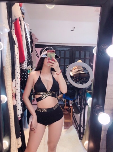 Bikini 2 mảnh dây đai Moschino siêu sexy (hình chụp thật)