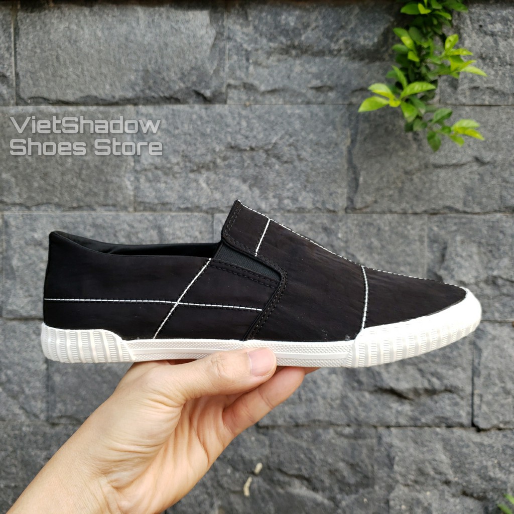 Slip on nam cao cấp BAODA - Bao độc, bao đẹp - Chất liệu vải gió 4 màu đen full, đen trắng, xám và khaki - Mã 9070