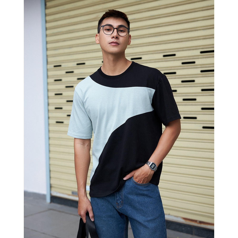 Áo thun nam cổ tròn BEN &amp; TOD R1210BB119 vải cotton, ghép màu, thoáng mát, cao cấp, thanh lịch, trẻ trung