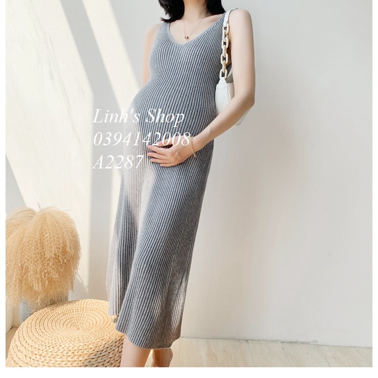 Váy Bầu Đầm Bầu LEN A2287 CHẤT LEN DÀY MỊN MẶC THU ĐÔNG