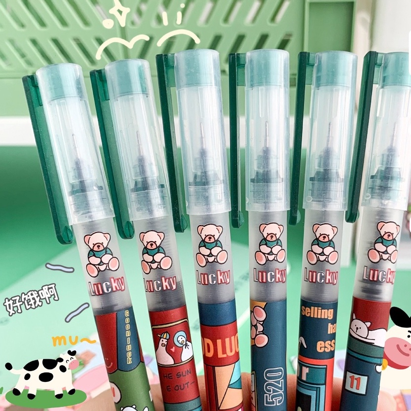 Bút Gel Mực Gel Lỏng Ngòi 0.5 Sợi Carbon Phong Cách Hoạt Hình Dễ Thương Cho Học Sinh