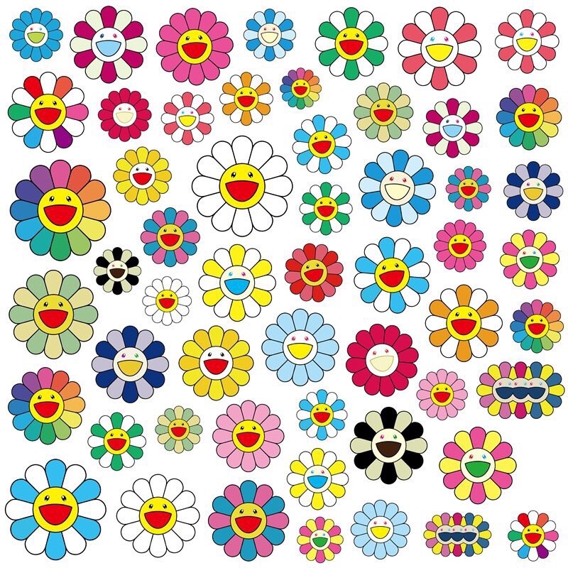 combo 30-60 cái sticker hoa mặt trời hoa kaikai kiki/ hình dám hoa kaikai kiki