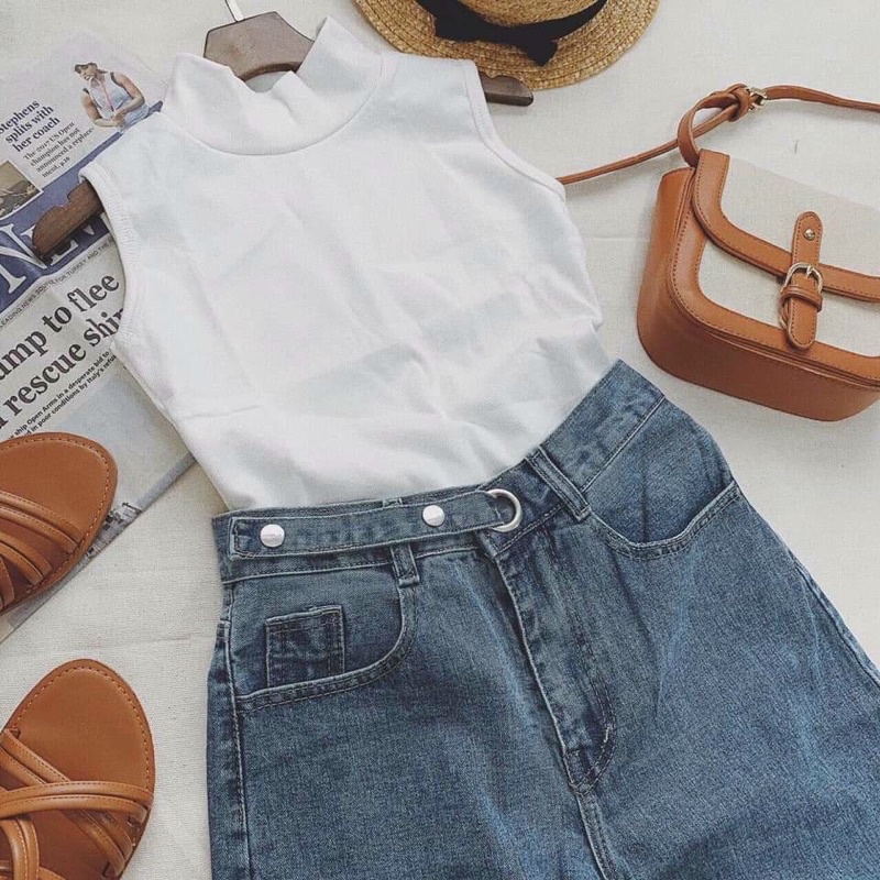 Quần baggy jean đáy siêu cao lưng khoen mã 342 100% ảnh thật