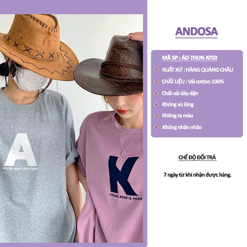 Áo thun nữ unisex tay lỡ form rộng cổ tròn đẹp in hình ABCK hàng Quảng Châu ANDOSA AT03