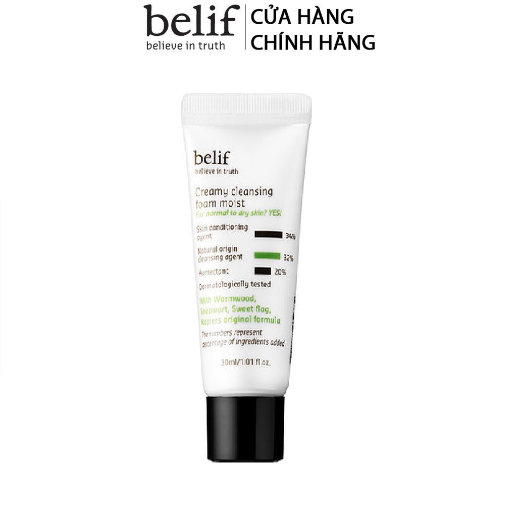 Sữa rửa mặt thảo dược cô đặc Belif Creamy Cleansing Foam Moist 30ml Gimmick