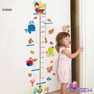 Decal đo chiều cao hình cá biển, mỏ neo Toysem dán tường cho bé - Quà tặng noel, sinh nhật cho bé