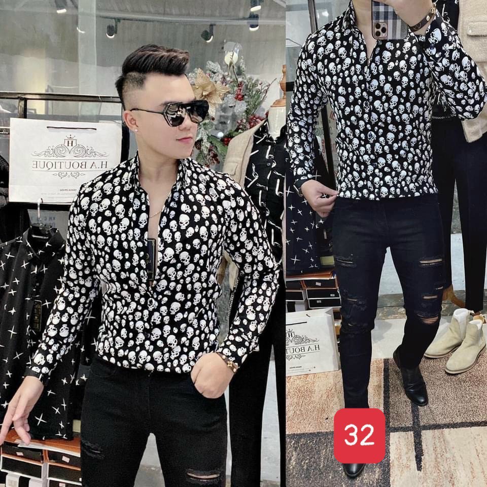 Áo sơ mi nam họa tiết cao cấp vải lụa thái xịn siêu co dãn mẫu mã mới nhất Phuongnamshop20 j55