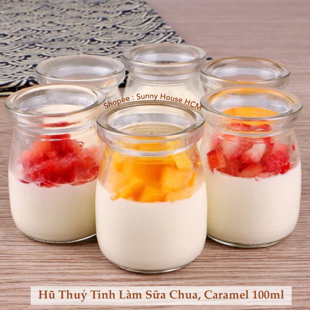 Lọ - Hũ Thủy Tinh Có Nắp Làm Sữa Chua 100ml (loại dày)