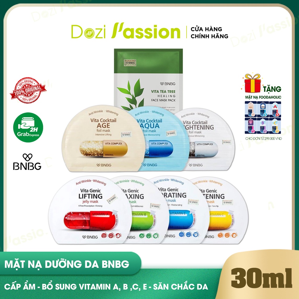 Mặt Nạ BNBG Vita Mask Đủ Loại Phục Hồi, Cấp Ẩm, Làm Trắng Da, Nuôi Dưỡng Da Toàn Diện 30ml