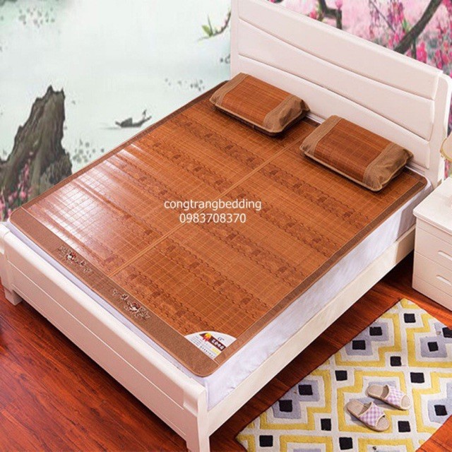 Chiếu trúc vân gỗ PHONG ANH, chiếu trúc tre in hoa tây bắc, cao bằng mùa hè mát lạnh nhiều size(1m/1m2/1m5/1m6/1m8/2m2)