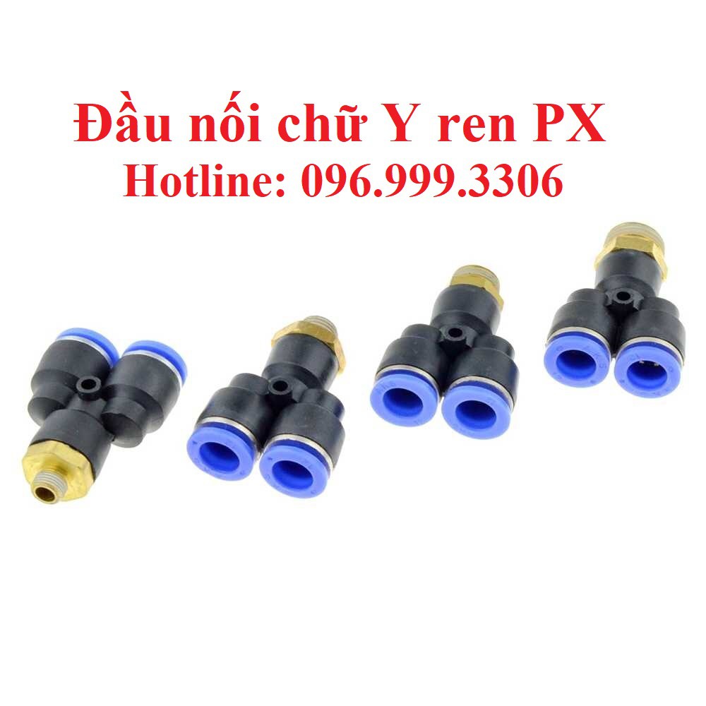 Đầu nối chữ Y ren ngoài khí nén PX đầy đủ kích thước, chính hãng giá sỉ