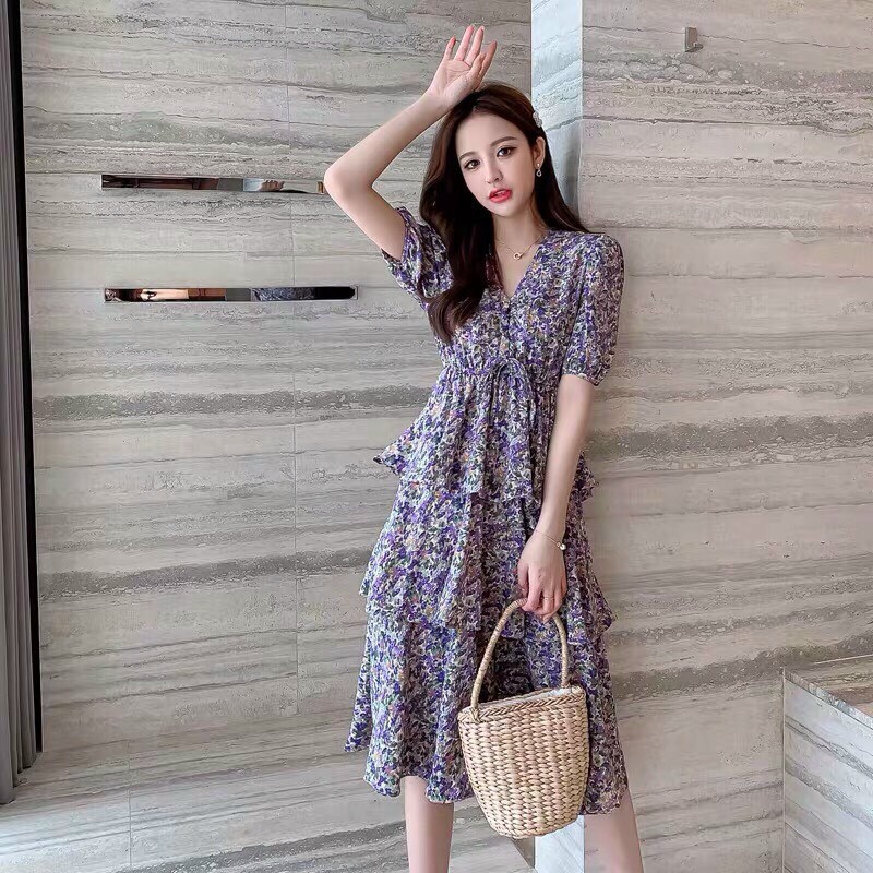 Váy Nữ 3 Tầng Tôn Dáng Nhí Nhảnh ( Họa Tiết Màu Tím, Vàng, Hồng ) Nhẹ Nhàng Dạo Phố  - Winchois | BigBuy360 - bigbuy360.vn