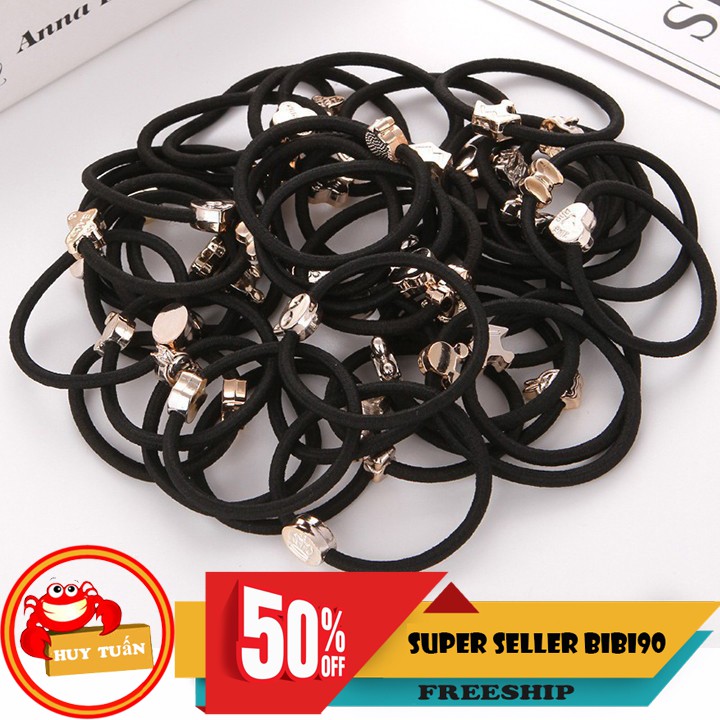 Sỉ 100 chun buộc tóc dây đen