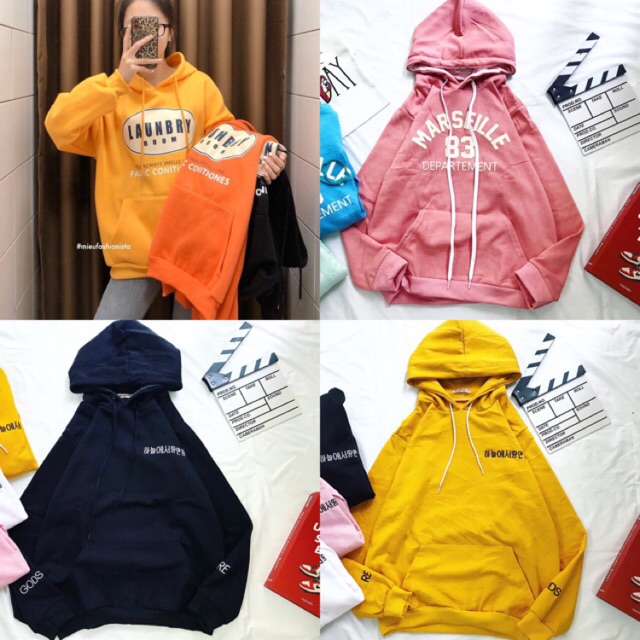 Áo hoodie nỉ bông có nón form rộng (100% ảnh thật)