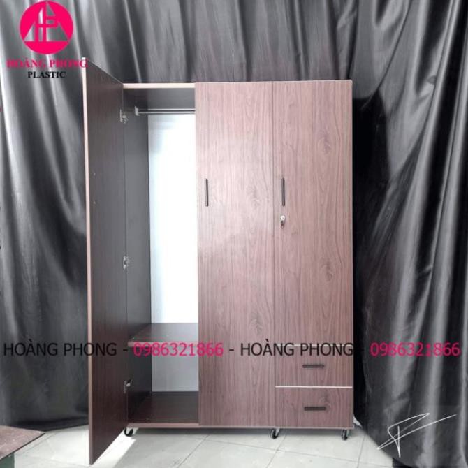 ( HÀNG CHÍNH HÃNG ) Tủ quần áo chuẩn nhựa đài loan 3 cánh vân gỗ ngang 1m22 cao 1m85 miễn phí giao hàng SÀI GÒN