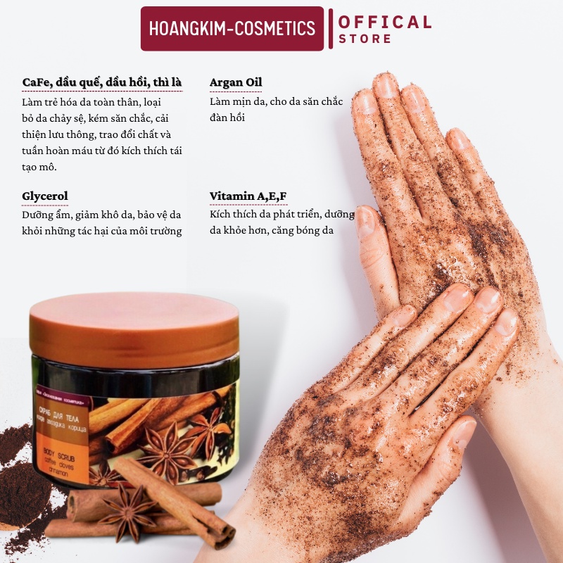 Tẩy Tế Bào Chết Body Quế Hồi & Cà Phê Bilena Cosm Beauty Body Scrub Coffee Cloves Cinnamon 380g