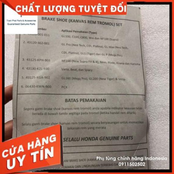 [ GIÁ ƯU ĐÃI ] Bố thắng sau Vario Click 125 và 150 đời 2018 2019 NHẬP KHẨU CHÍNH HÃNG HONDA INDONESIA