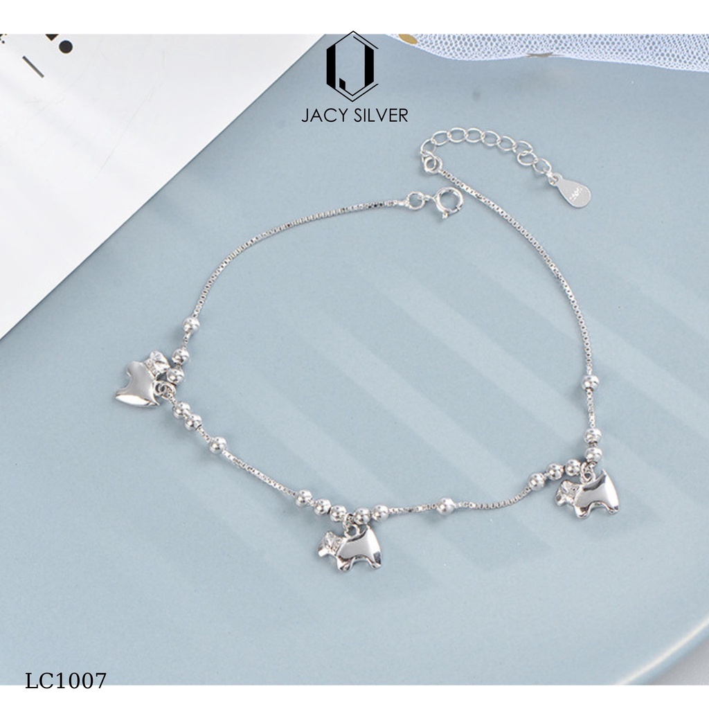 Lắc Chân Bạc 925 Lucky Dog, Vòng Chân Bạc Ý Cho Nữ Jacy Silver LC1007