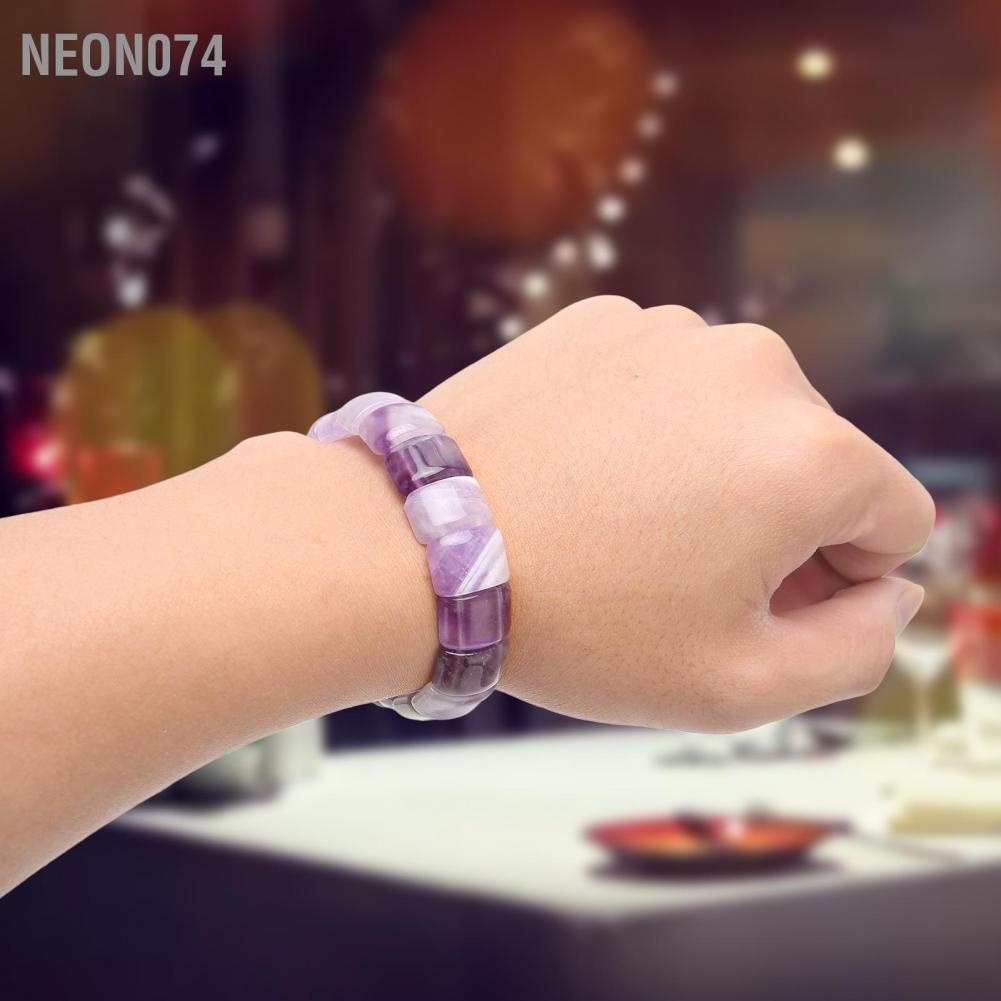 Neon074 Neon074 Vòng tay thạch anh tím Màu hỗn hợp Hoàn toàn tự nhiên pha lê có độ đàn hồi cao cho lễ kỷ niệm tiệc
