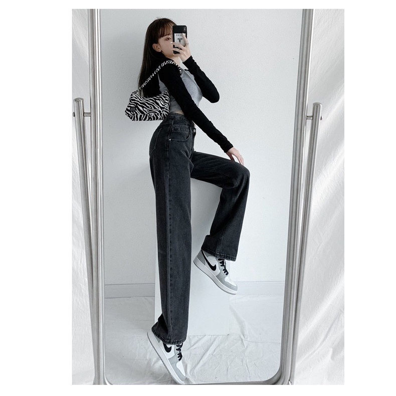Quần Jeans Ống Rộng Xám - Quần Ống Rộng Nữ Dáng Suông Jeans Lưng Cao Ulzzang  Jeancapcheo