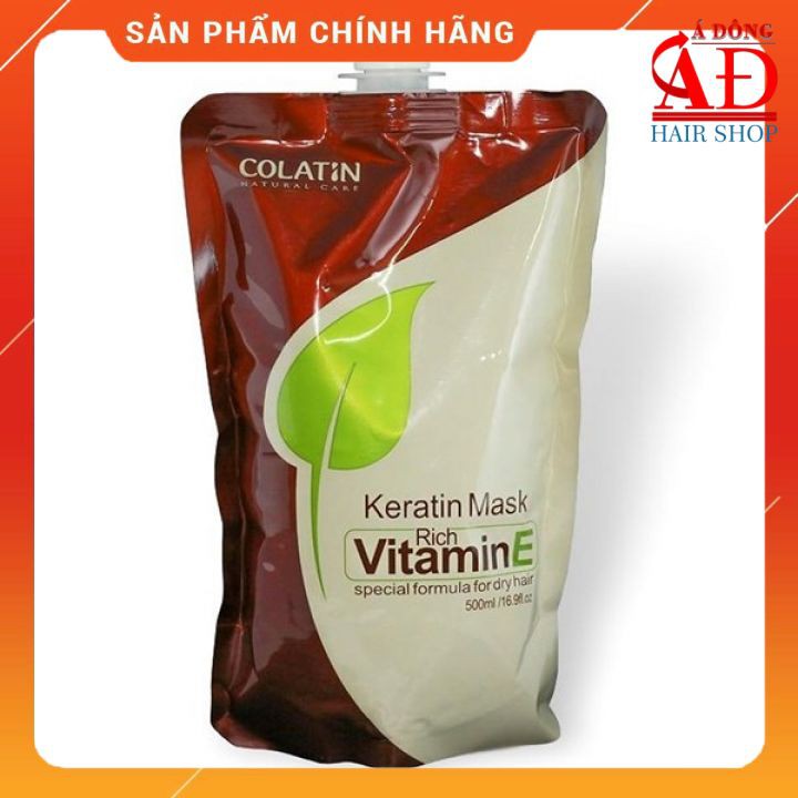 Kem ủ tóc siêu mượt Colatin Keratin Mask Vitamin E 500ml