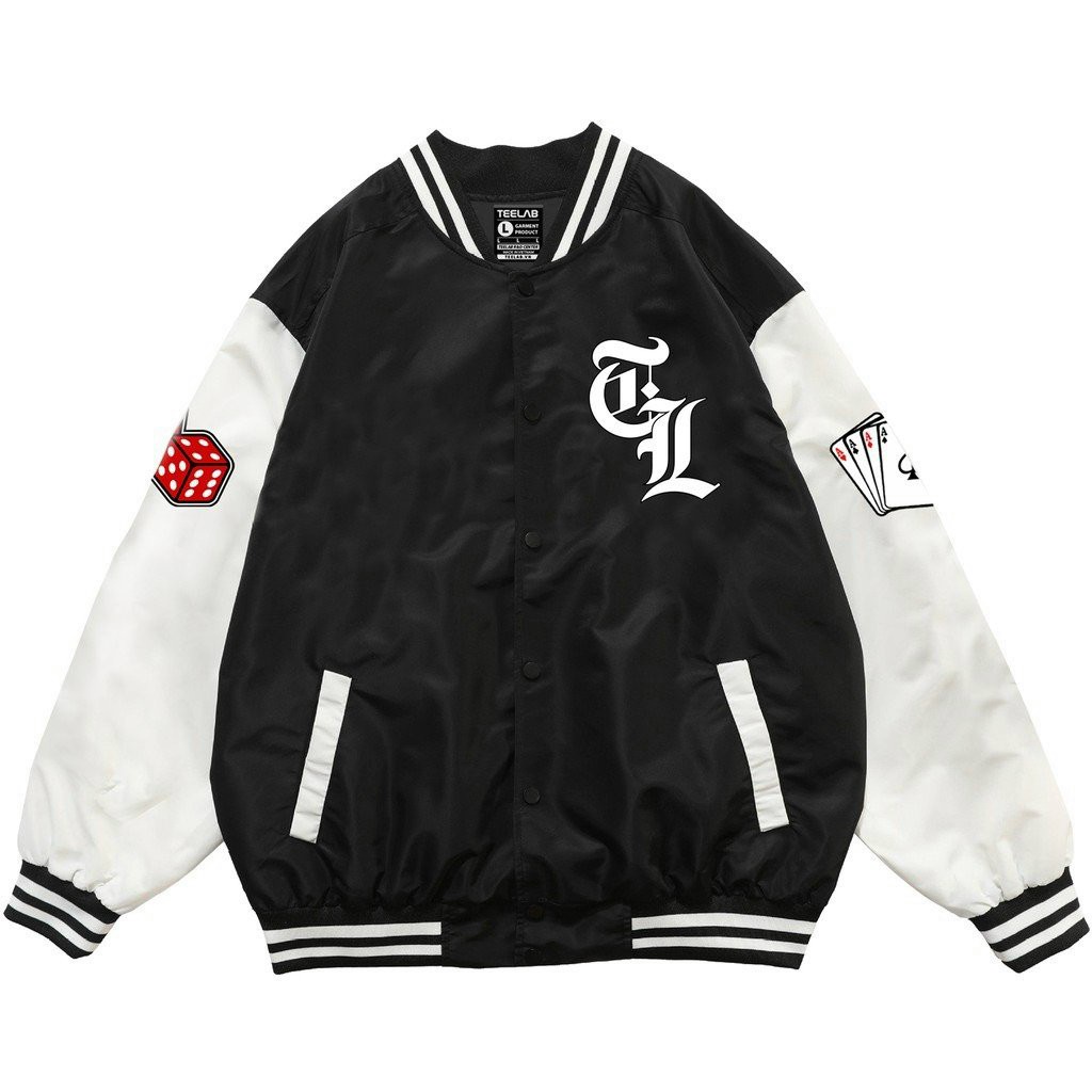 Áo khoác bomber vải dù 2 lớp in nổi logo lá bài teelab 314onthetrending