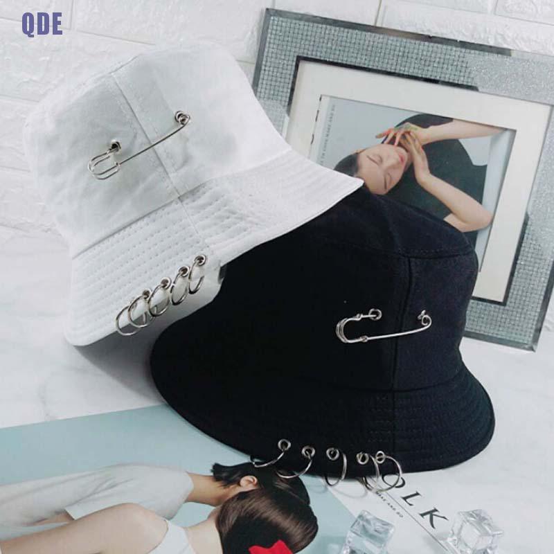 Nón Bucket Phối Khoen Tròn Thời Trang Mùa Hè Cho Nam Và Nữ