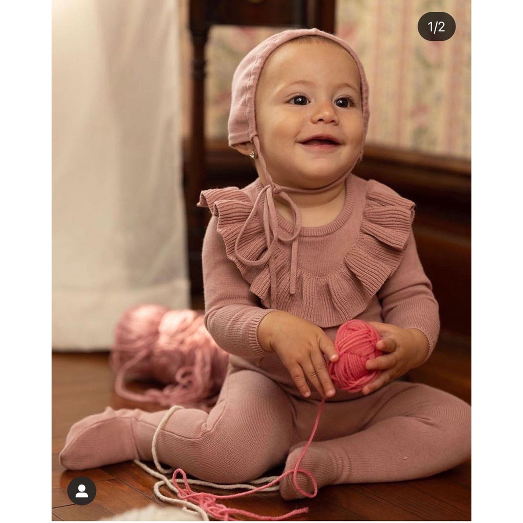 B540 - Bộ len riềm trơn màu sang chảnh xuất Us bé gái